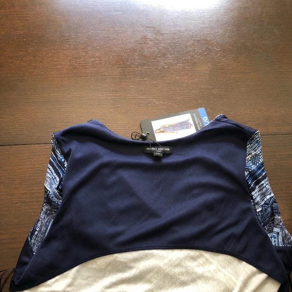 NWT Mario Serrani Maxi Dress in shades of blues and white.  Size: Large - Picture 11 of 11